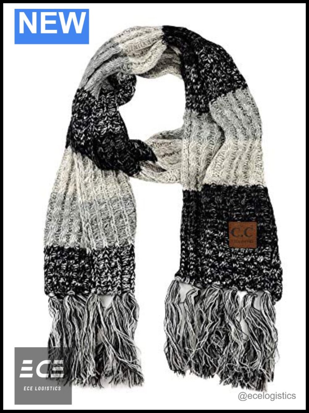 Cable Knit Shawl Wrap Tassel Scarf Extra Long Acrylic Winter